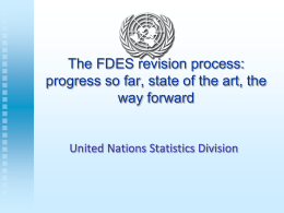 The FDES revision process: progress so far, state of the art, the way forward  United Nations Statistics Division.