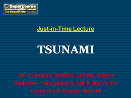 Just-in-Time Lecture  TSUNAMI By: Ali Ardalan, Ronald E. LaPorte, Eugene Shubnikov, Faina Linkov & Eric K.