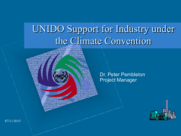 UNIDO Support for Industry under the Climate Convention  Dr. Peter Pembleton Project Manager  07/11/2015  Project.