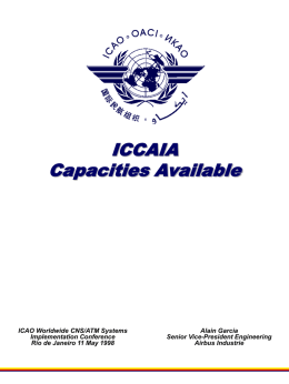ICCAIA Capacities Available  ICAO Worldwide CNS/ATM Systems Implementation Conference Rio de Janeiro 11 May 1998  Alain Garcia Senior Vice-President Engineering Airbus Industrie.