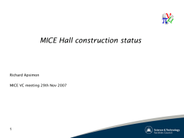 MICE Hall construction status  Richard Apsimon MICE VC meeting 29th Nov 2007