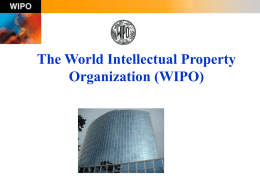 The World Intellectual Property Organization (WIPO) Presentation • History of International IP System • WIPO Today • WIPO’s Main Activities.
