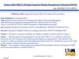 Project: IEEE P802.15 Working Group for Wireless Personal Area Networks (WPANs) doc.:IEEE802.15-01/148TG2 Submission Title: [Empirical Study for 802.11 b & Bluetooth Coexistence]  Date.