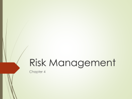 Risk Management Chapter 4 Risk Management  Risk identification  “The process of examining & documenting the security posture of an organization’s information technology.
