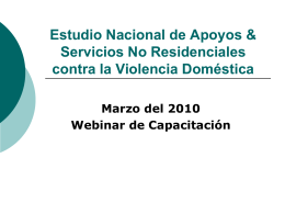 Estudio Nacional de Apoyos & Servicios No Residenciales contra la Violencia Doméstica Marzo del 2010 Webinar de Capacitación.