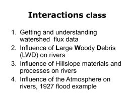 Interactions class 1. Getting and understanding watershed flux data 2. Influence of Large Woody Debris (LWD) on rivers 3.