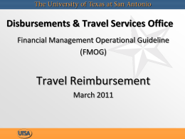 Disbursements & Travel Services Office Financial Management Operational Guideline (FMOG)  Travel Reimbursement March 2011
