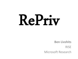 RePriv Ben Livshits RISE Microsoft Research users want a highly personalized web experience Personalization in the News.