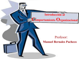 Profesor: Manuel Bernales Pacheco Recuerde El libro de texto del Curso es:  Comportamiento Organizacional Teoría y Práctica Stephen Robbins En cualquiera de sus ediciones.
