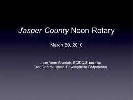 Jasper County Noon Rotary March 30, 2010  Jean Anne Grunloh, ECIDC Specialist East Central Illinois Development Corporation.