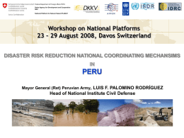 Federal Department of Foreign Affairs FDFA Swiss Agency for Development and Cooperation SDC National Platform for Natural Hazard PLANAT  Workshop on National Platforms 23 –