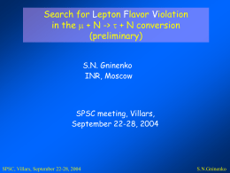 Search for Lepton Flavor Violation in the m + N -> t + N conversion (preliminary) S.N.