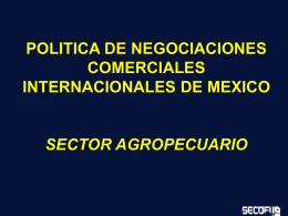 POLITICA DE NEGOCIACIONES COMERCIALES INTERNACIONALES DE MEXICO  SECTOR AGROPECUARIO Consultas con los sectores privado, público y social.