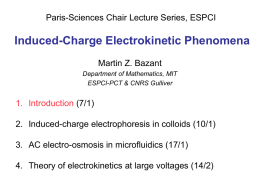 Paris-Sciences Chair Lecture Series, ESPCI  Induced-Charge Electrokinetic Phenomena Martin Z. Bazant Department of Mathematics, MIT ESPCI-PCT & CNRS Gulliver  1.