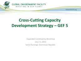 Cross-Cutting Capacity Development Strategy – GEF 5 Expanded Constituency Workshop July 2-3, 2013 Santo Domingo, Dominican Republic.