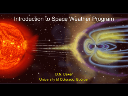 Introduction to Space Weather Program  D.N. Baker University of Colorado, Boulder “Change of weather is the discourse of fools.” -Thomas Fuller  “Don’t knock the.