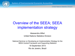 System of Environmental-Economic Accounting  Overview of the SEEA; SEEA implementation strategy Alessandra Alfieri United Nations Statistics Division National Seminar on Developing an Implementation Strategy for.