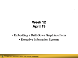 Week 12 April 19 • Embedding a Drill-Down Graph in a Form • Executive Information Systems  R.