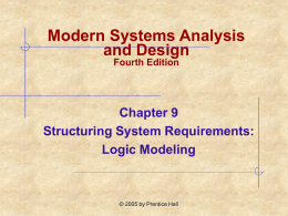 Modern Systems Analysis and Design Fourth Edition  Chapter 9 Structuring System Requirements: Logic Modeling  © 2005 by Prentice Hall.