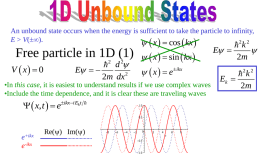 An unbound state occurs when the energy is sufficient to take the particle to infinity, E > V(). 2 2  x 