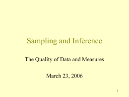 Sampling and Inference The Quality of Data and Measures March 23, 2006