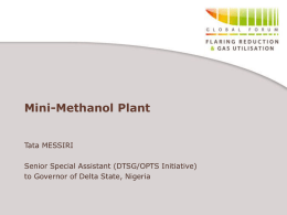 Mini-Methanol Plant Tata MESSIRI  Senior Special Assistant (DTSG/OPTS Initiative) to Governor of Delta State, Nigeria.