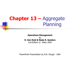 Chapter 13 – Aggregate Planning Operations Management by R. Dan Reid & Nada R.