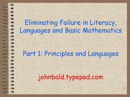 Eliminating Failure in Literacy, Languages and Basic Mathematics Part 1: Principles and Languages johnbald.typepad.com.