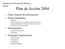 Sistema de Información Básica y Media  Plan de Acción 2004 • Flujo General de Información • Flujos Detallados – – – –  Institución Secretaría Municipal No Certificado – Director de.