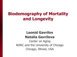 Biodemography of Mortality and Longevity Leonid Gavrilov Natalia Gavrilova Center on Aging NORC and the University of Chicago Chicago, Illinois, USA.