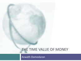 THE TIME VALUE OF MONEY Aswath Damodaran Intuition Behind Present Value   There are three reasons why a dollar tomorrow is worth less.