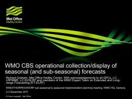 WMO CBS operational collection/display of seasonal (and sub-seasonal) forecasts Richard Graham, Met Office Hadley Centre.