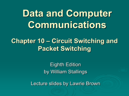 Data and Computer Communications Chapter 10 – Circuit Switching and Packet Switching Eighth Edition by William Stallings Lecture slides by Lawrie Brown.