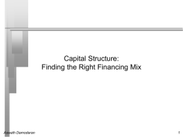 Capital Structure: Finding the Right Financing Mix  Aswath Damodaran The Big Picture..  Aswath Damodaran.