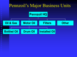 Pennzoil’s Major Business Units Pennzoil HQ Oil & Gas  Motor Oil  Filters  Bottled Oil  Drum Oil  Installed Oil  Other.