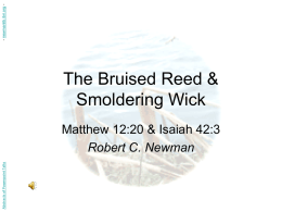 - newmanlib.ibri.org -  The Bruised Reed & Smoldering Wick  Abstracts of Powerpoint Talks  Matthew 12:20 & Isaiah 42:3 Robert C.