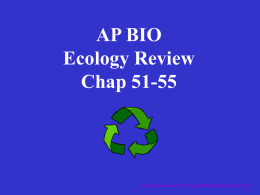 AP BIO Ecology Review Chap 51-55  http://educ.queensu.ca/~fmc/august2004/pages/dinobreath.html List the 6 levels of organization that ecologists study from smallest to largest  Organisms → Populations → Communities →  Ecosystems →  Biomes.