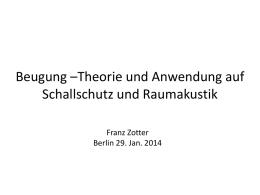 Beugung –Theorie und Anwendung auf Schallschutz und Raumakustik Franz Zotter Berlin 29. Jan.