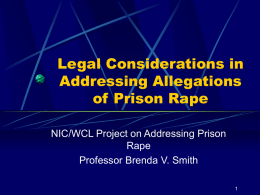 Legal Considerations in Addressing Allegations of Prison Rape NIC/WCL Project on Addressing Prison Rape Professor Brenda V.