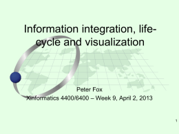 Information integration, lifecycle and visualization  Peter Fox Xinformatics 4400/6400 &ndash; Week 9, April 2, 2013