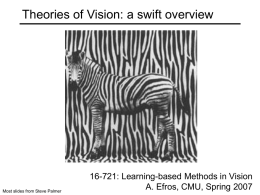 Theories of Vision: a swift overview  Most slides from Steve Palmer  16-721: Learning-based Methods in Vision A.