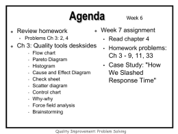 Agenda     Week 6  Week 7 assignment • Problems Ch 3: 2, 4 • Read chapter 4 Ch 3: Quality tools desksides • Homework problems: • Flow.