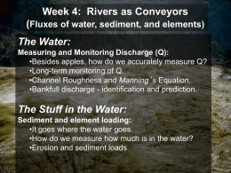 Week 4: Rivers as Conveyors (Fluxes of water, sediment, and elements)  The Water: Measuring and Monitoring Discharge (Q): •Besides apples, how do we accurately.