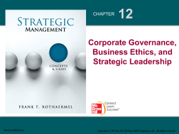 CHAPTER  Corporate Governance, Business Ethics, and Strategic Leadership  McGraw-Hill/Irwin  Copyright © 2013 by The McGraw-Hill Companies, Inc.