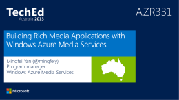 Mingfei Yan (@mingfeiy) Program manager Windows Azure Media Services         Challenges for providing good video experience How could Windows Azure media services help Overall Reach.