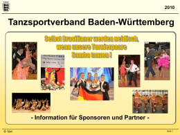 Tanzsportverband Baden-Württemberg  - Information für Sponsoren und Partner © TBW  Seite 1