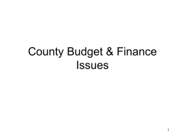 County Budget & Finance Issues What Counties Do County Services • Counties provide some services on a countywide basis – Human services – Criminal justice.
