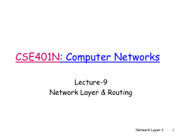 CSE401N: Computer Networks Lecture-9 Network Layer & Routing  Network Layer-1 Chapter 4: Network Layer  The TL relies on the host-to-host communication service  provided by.