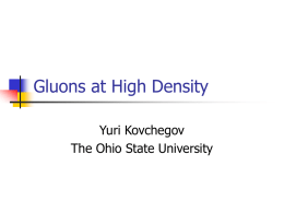Gluons at High Density Yuri Kovchegov The Ohio State University DC Meeting/High Energy QCD Section: Big Questions   What is the nature of glue at.