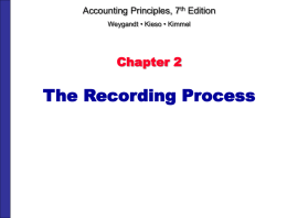 Accounting Principles, 7th Edition Weygandt • Kieso • Kimmel  Chapter 2  The Recording Process.